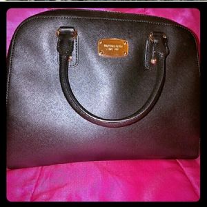 NEW MICHAEL KORS BLACK ON BLACK SAFFIANO LEATHER CROSSBODY SATCHEL TOTE